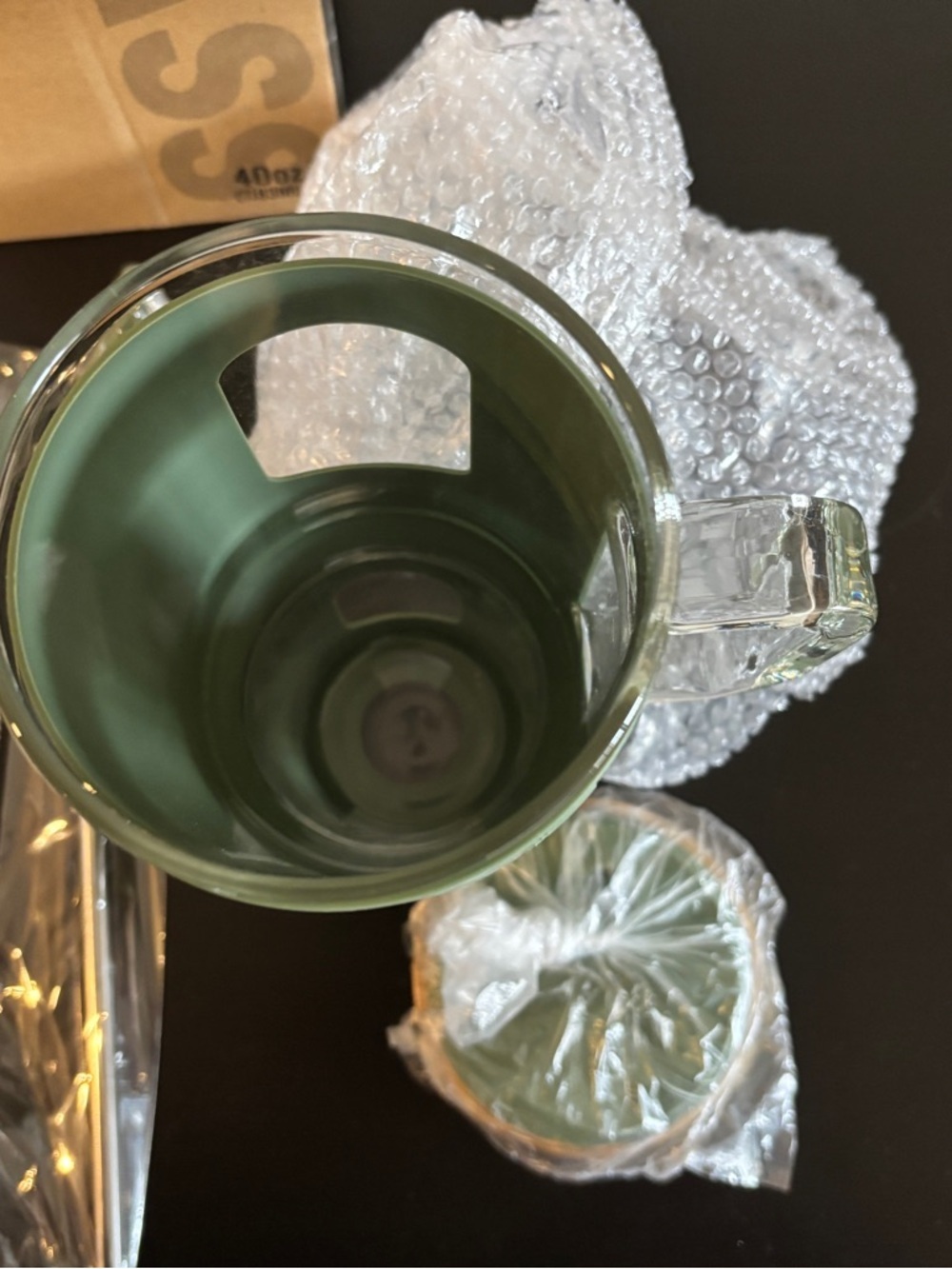 Wide Mouth Glass Water Tumbler with Olive Green Silicone Sleeve - Picture 3 of 8
